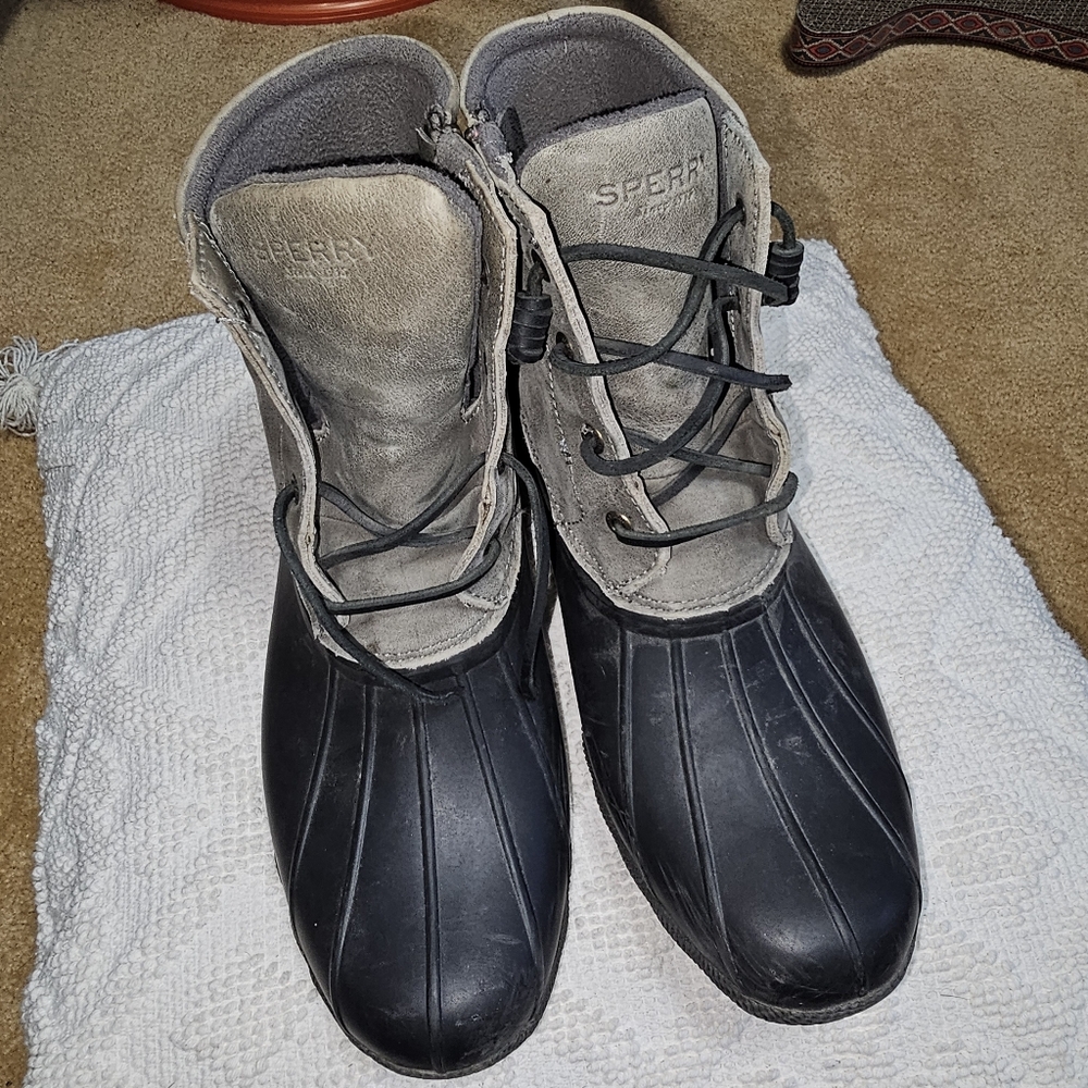 Sperry Black and Gray Rain Boots